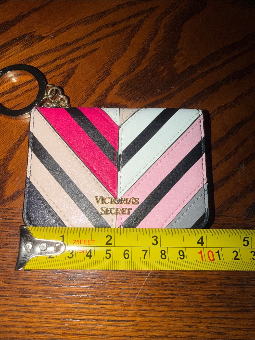 Victoria's Secret Pink Multi-Stripe Card Holder Keychain - Picture 7 of 7